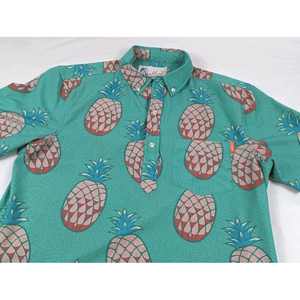 Chubbies Polo Shirt Golf 1/4 Button Mens Medium Pineapple Stretch Wicking - Picture 4 of 9